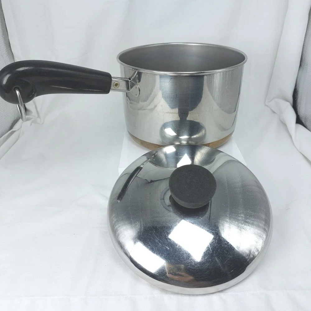 Vintage Revere Ware 2 Qt Sauce Pan Pot W/Lid 1801 Copper Clad Bottom USA